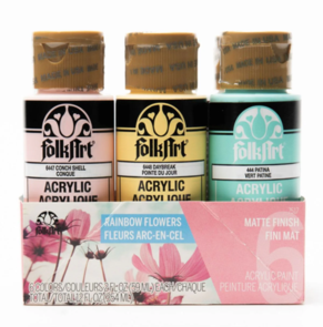 FolkArt Acrylic 59ml Rainbow Flowers Paints - Set Of 6