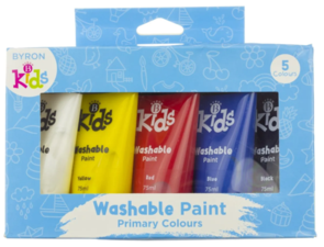 Byron Kids Washable Paint - Set/5 Primary