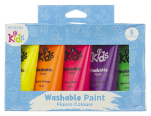 Byron Kids Washable Paint - Set/5 Flourescent