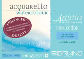 Fabriano Artistico Watercolour Enhanced Pad 12pk, 200gsm