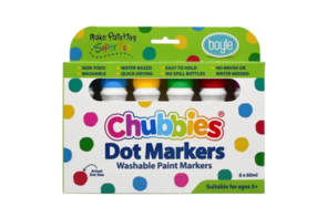 Boyle Chubbies Washabel Dot Paint Set - Assorted Set/6