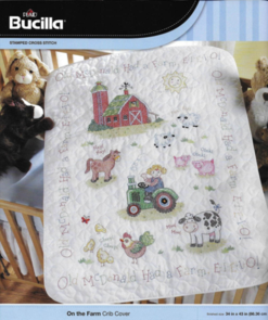 Bucilla Stamped Cross Stitch Crib Cover Kit -  On The Farm