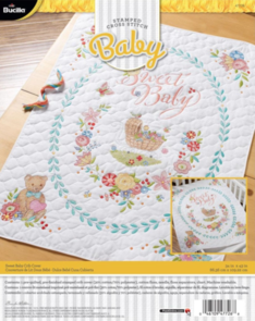 Bucilla Stamped Cross Stitch Crib Cover Kit - Sweet Baby