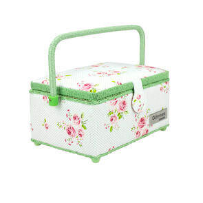 Gutermann Sewing Basket: Small Rectangle Roses (26x13x18.5cm) - Green
