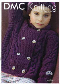 DMC 15293L/2 Girl's Cable Cardigan - Knitting Pattern / Kit