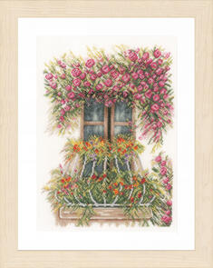 Lanarte  Cross Stitch Kit - Flower balcony (on Linen)