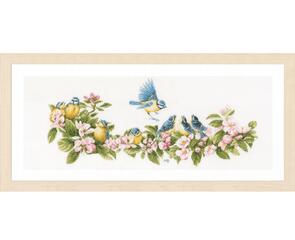 Lanarte  Cross Stitch Kit - Blue tits & blossoms
