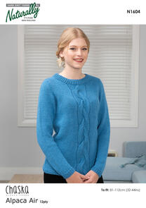 Naturally Knitting Pattern - N1604 - Sweater with Large Cable at Front