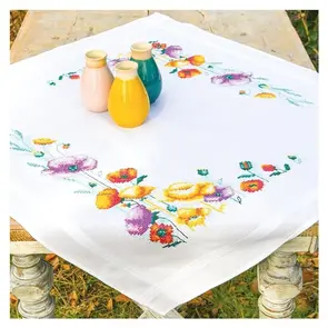 Vervaco Poppies Tablecloth Stamped Cross Stitch Kit