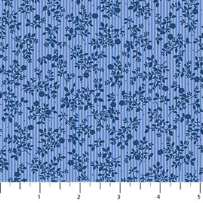 Northcott Charlotte's Garden - Vinca Stripe - Morning Glory