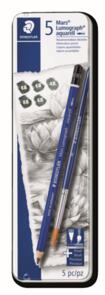 Staedtler Mars Lumograph Aquarell Pencils Tin Of 6 Asst Plus Brush