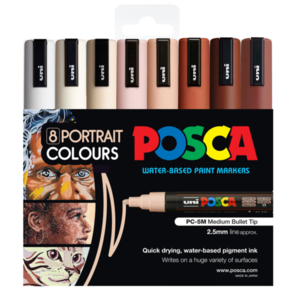 Uni Posca 1.8-2.5mm 8 Pack Portrait PC-5M