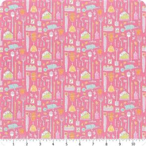 Tilda Fabric - Tiny Farm - Tools Pink