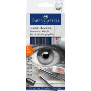 Faber-Castell Goldfaber Sketch Set - 2H HB B 2B 4B 6B plus sharpener and eraser