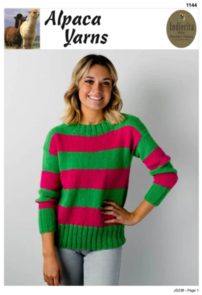 Alpaca Yarns 1144 Striped Sweater - Knitting Pattern / Kit