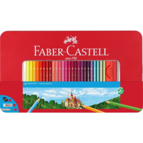 Faber-Castell (FSC) Classic Colour Pencils - Tin of 60 + Accessories