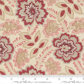 French General Chateau De Chantilly Large Flowers - Cream/Red