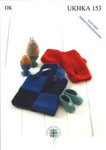 UKHKA Pattern 153 - Baby Shoes, Egg Cosy, Wrist Warmers & Bag