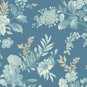 Andover Fabric Sewing Bird | Bed of Roses -Indigo