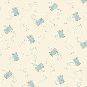 Andover Fabric Sewing Bird | Needle and Thread - Cotton