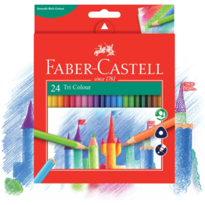 Faber-Castell Tri Colour Pencil Asstd  (Box 24)