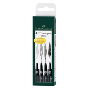 Faber-Castell Pitt Artist Pens Black - S 199, F 199, M 199, B 199 Set of 4