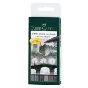 Faber-Castell Pitt Artist Pens Brush Shades of Grey - B232,233,235,272,273,274 Set of 6