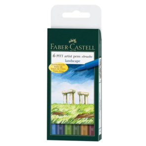 Faber-Castell Pitt Artist Pens Brush Landscape - B 146, 247, 170, 174, 268, 192 Set of 6