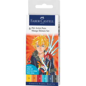 Faber-Castell Pitt Artists Pens Manga Shonen - Wallet of 6