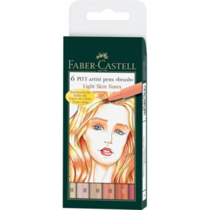 Faber-Castell 6 Pitt Artist Pens Brush "Light Skin Tones" - 103, 114, 116, 131, 132, 189