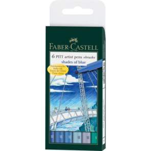 Faber-Castell 6 Pitt Artist Pens Brush "Shades of Blue" - B 120, 143, 146, 148, 156, 220