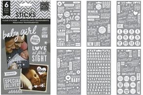 Me & My Big Ideas Baby Girl Clear Stickers - 6 Sheets