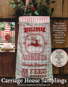 Carriage House Samplings Cross Stitch Chart - Reindeer Feed Sack