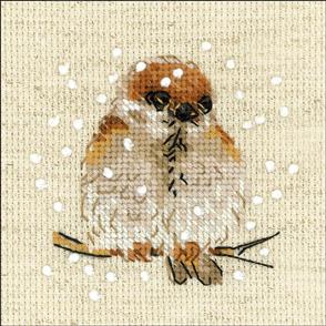 Riolis  Counted Cross Stitch Kit 4"X4" Sparrow (14 Count)