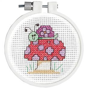 Janlynn  Kid Stitch Mini Counted Cross Stitch Kit 3" Round - Snail & Mushroom