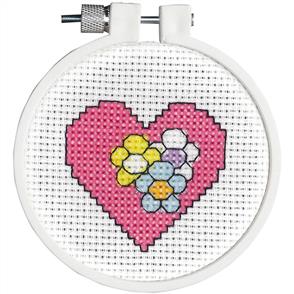 Janlynn  Kid Stitch Mini Counted Cross Stitch Kit 3" Round - Heart