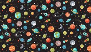 Makower  Outer Space Fabric - Planets Black - 2270 Black