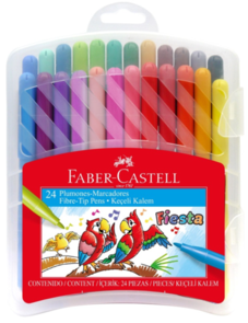 Faber-Castell Fiesta Fibre-tip Pens - Plastic Case of 24