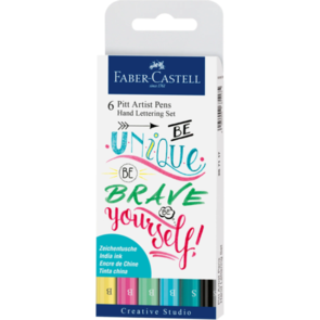 Faber-Castell Pitt Artist Pens 'Pastel' - S 156, 199, B 104, 129, 154, 162 Set of 6