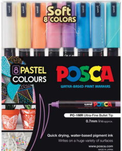 Uni Posca 0.7mm 8 Pack - Soft Colours