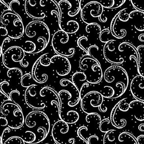 QT Fabrics  - Opposites Attract - Scroll - Black