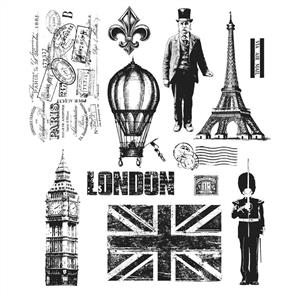 Stampers Anonymous Tim Holtz Stamp Set - Paris to London - 12pc