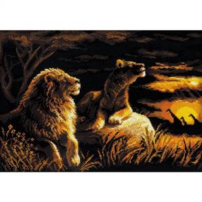 Riolis  Lions in Savannah - Counted Cross Stitch Kit