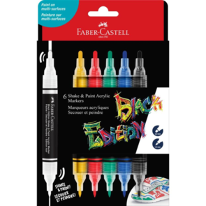 Faber-Castell Black Edition Shake & Paint Markers  - Classic Colours 6pk