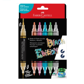 Faber-Castell Black Edition Shake & Paint Markers  - Metallic Colours 6pk