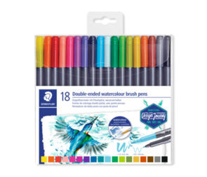 Staedtler Marsgraphic Duo Double Ended Fibre-Tip Brush Pens - Assorted 18
