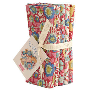 Tilda Wallflower FQ 5 Bundle - Burgundy/ Pink - 5 Pack