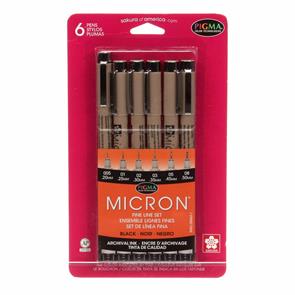 Pigma Micron Pen Set 6 Sizes Black