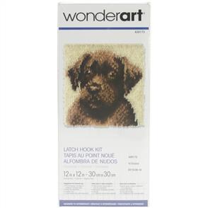 Caron Wonderart Latch Hook Kit - Chocolate Puppy - 12" x 12"