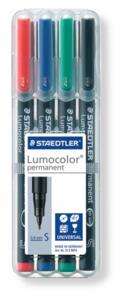 Staedtler Lumocolor Permanent Superfine - Wallet Of 4 Assorted Colours